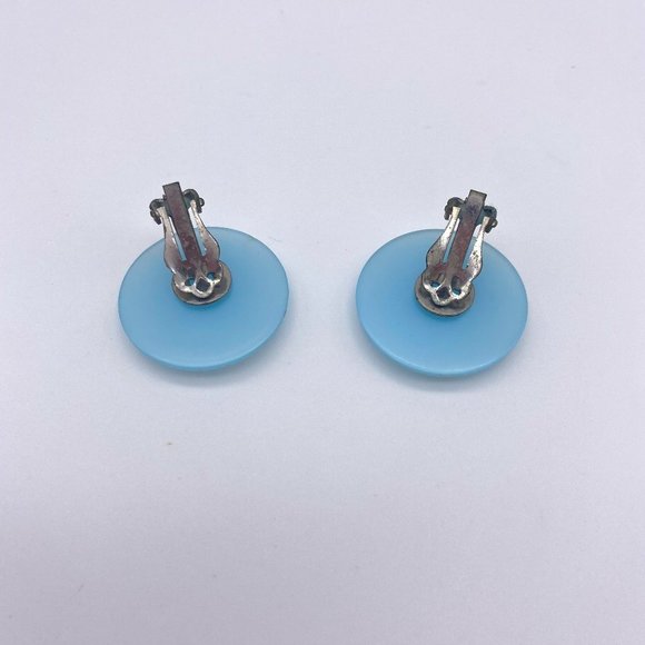 1930s Light Blue Beaded Necklace with Matching Earrings- Choker Length - Picture 6 of 7